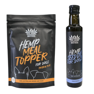 Hemp Seed Oil and Hemp Meal Topper for Dogs Combo