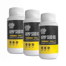 Load image into Gallery viewer, Hemp Seed Oil &amp; Turmeric Capsules 3 Pack